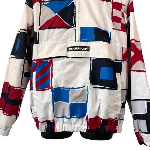 MEMBERS ONLY Flag Print Pullover Windbreaker Jacket - Picture 4 of 12